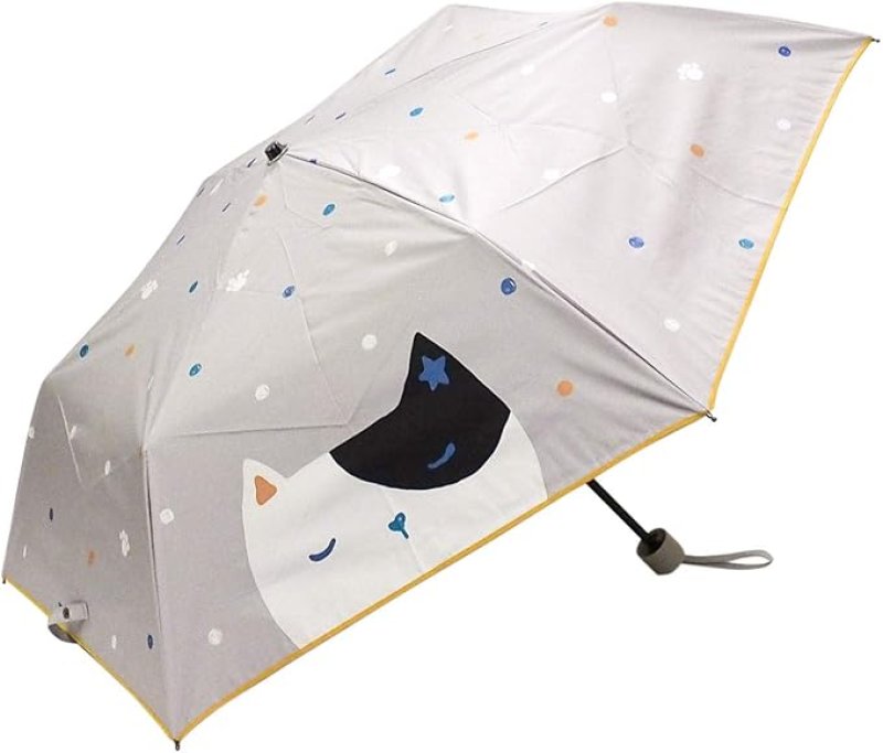 画像1: ◯マコッカ 完全遮光 遮光率 100% 遮蔽率 99.9％以上 晴雨兼用傘 折りたたみ傘 50cm 猫シリーズ [ B08YNBN74B / 1120260213005 / ] (1)