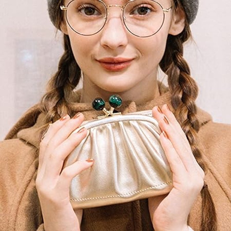 画像1: ◯ペルケ（perche'） 財布 レディース ジェムストーンがま口二つ折り財布【ゴールド/**】 [ B07TLZ8N5C / 1120260213007 / ] (1)