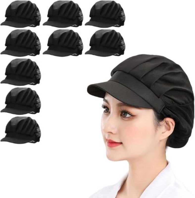 画像1: 〇調理用帽子 ハーフネット 9個 異物混入対策 通気性 フリーサイズ 男女兼用 (ブラック) [ B0F1MQNBR6 / 1120260413001 / / ] (1)