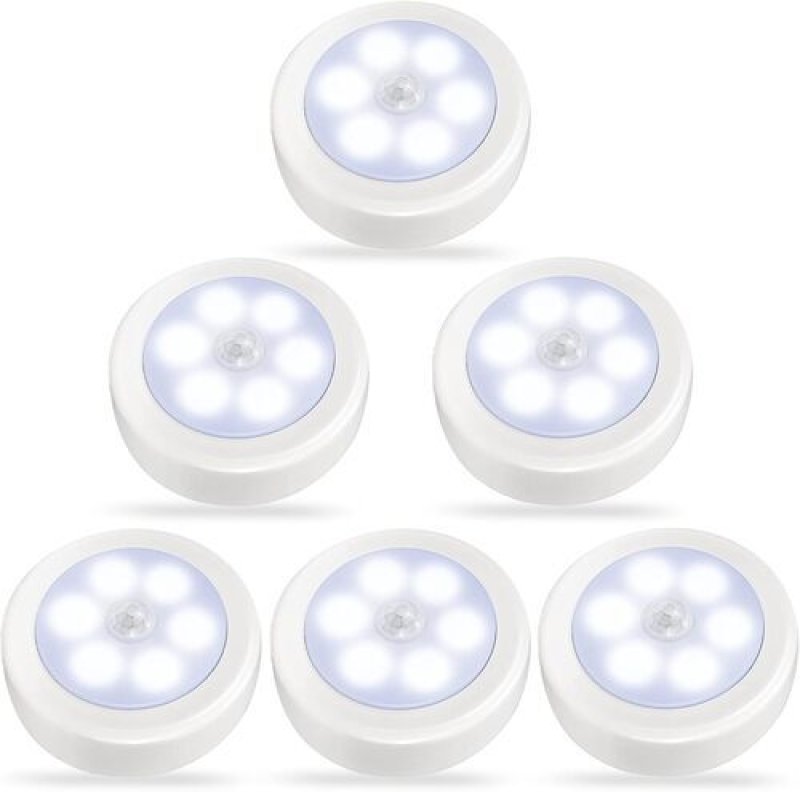 画像1: ★Svarog センサーライト 人感センサーライト 電池式 室内 LEDセンサーライト 屋内フットライト キッチンライト ledライト 両面テープ マグネット付き 貼り付け型 省エネ 超寿命 廊下 洗面所 非常口 玄関 キッチン 寝室用 ライト (昼白色 6個) [ B0968FWRVN / 1120260421002 / ??009 Mini / 会員 NO.108 ] (1)