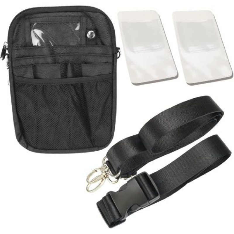 画像1: ★エプロンバッグ 腰装着 ベルト ショルダー カラビナ 3WAY仕様 複数ポケット 工具入れ 男女兼用 (ブラック) [ B0BXNTQKYP / 1120260423011 / / 会員 NO.131 ] (1)