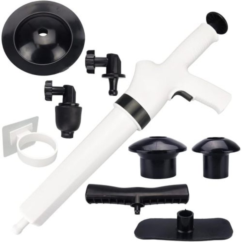 画像1: ★パイプクリーナーガン スーパーガン 詰まり解消 トイレ シンク 排水管 加圧式 プラグ5種 収納ホルダー付き [ B0BWRFVVLY / 1120260423012 / BCB8-26 / 会員 NO.131 ] (1)