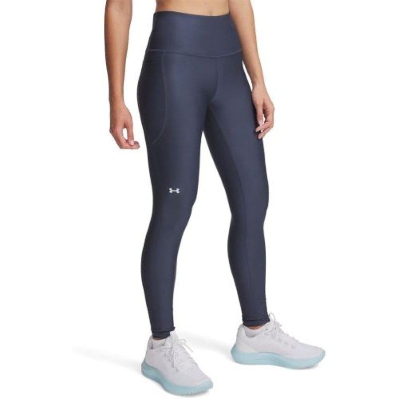 画像1: ★Under Armour レディース ヒートギア ハイウエスト ポケット付き 滑り止め レギンス, (044) Downpour Gray / / White, Large [ B0D163QYR1 / 197778888418 / 1365336-044 / ] (1)