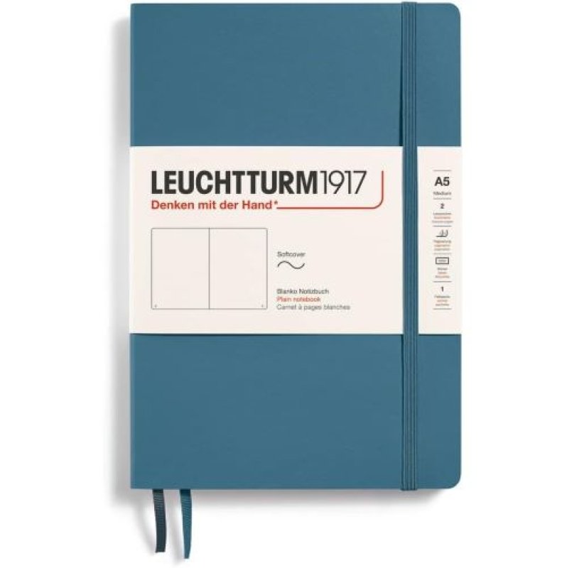 画像1: ◯LEUCHTTURM1917(ロイヒトトゥルム1917) ノート A5 無地 ソフトカバー ストーンブルー 363398 正規輸入品 [ B08SCFZXVC / 4004117588082 / ] (1)