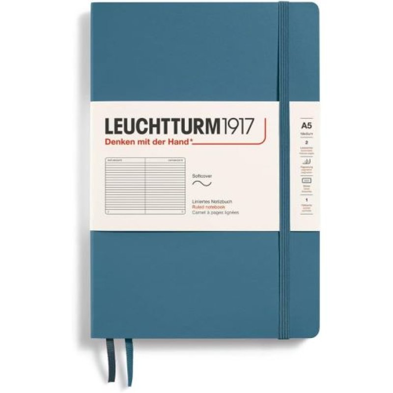 画像1: 〇LEUCHTTURM1917 ノート A5 横罫 ソフトカバー ストーンブルー 363400 正規輸入品 [ B08SCQ6DNN / 4004117588105 / / ] (1)