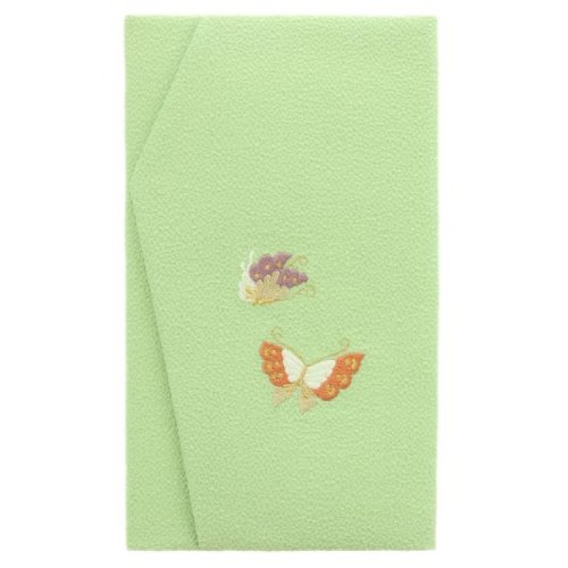 画像1: ◇金封ふくさ エステルちりめん 刺繍入り 蝶 グリーン 788-3 [ B00HE1BEC6 / 4517117017082 / / 2 ] (1)