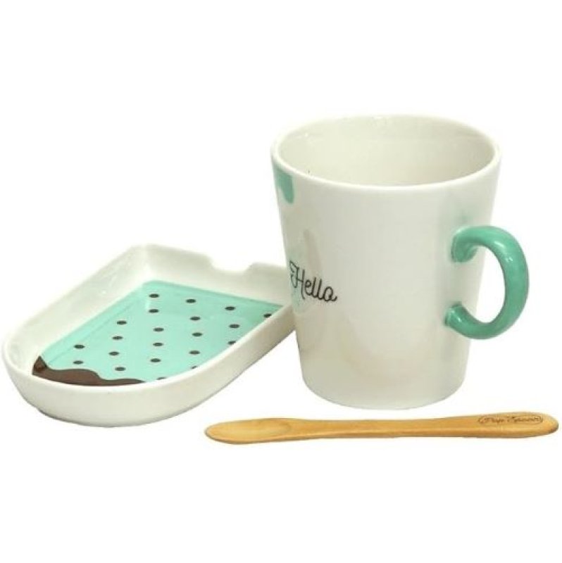 画像1: 〇小倉陶器 マグカップ プレート・スプーン付き ポップアイスキャンディ チョコミント 直径7.9cm 147992 [ B07FVRQ6MJ / 4524117147992 / / ] (1)