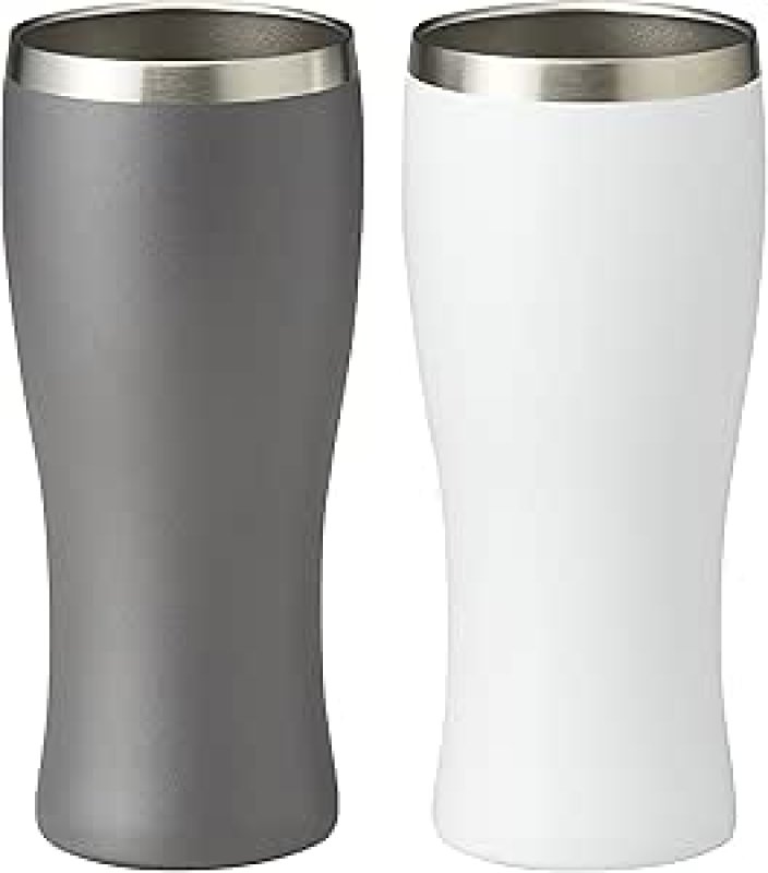 画像1: 小倉陶器 ビアタンブラー 420ml ペアセット IE NOMI BEER ステンレスタンブラー OG30352 ホワイト・シルバー [ B09323WFSP / 4524117303527 / OG30352 ] (1)