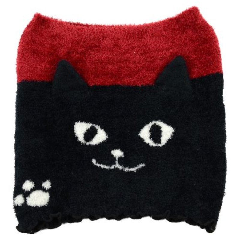 画像1: フレンズヒル 腹巻き ネコマンミッケ レッド RW-232-526 立体耳 ネコ ねこ [B0BCW3SZP9 / 4535279805156 / RW-232-526 ] (1)