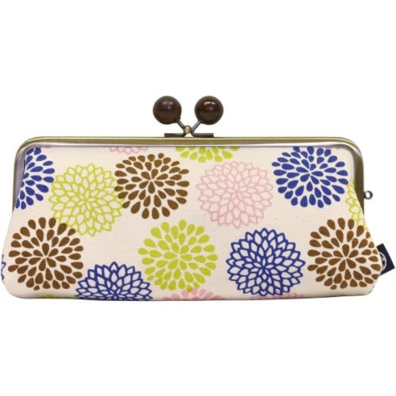画像1: 〇マエダセンコウ 五色帆布堂 和の花シリーズ 6.3寸口金横長ポーチ 菊花 330-15000-001 [ B07PX4Z8SG / 4536283121591 / / ] (1)