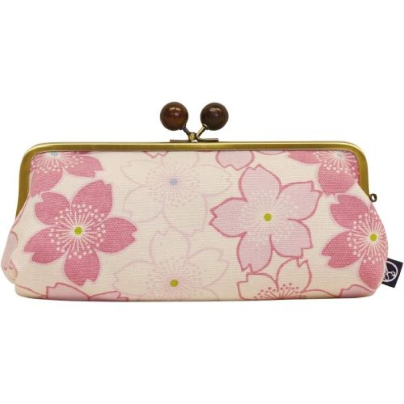 画像1: ◯マエダセンコウ 五色帆布堂 和の花シリーズ 6.3寸口金横長ポーチ さくら桜 330-15000-003 [ B07PX4ZGTJ / 4536283121614 / ] (1)