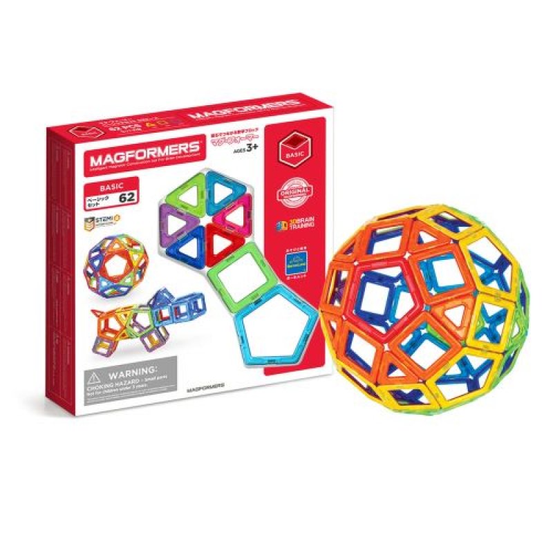 画像1: ボーネルンド ( BorneLund ) マグ・フォーマー ( MAGFORMERS ) ベーシックセット 62ピース 3歳頃から 知育玩具 磁石 マグネット ブロック MF701007J [ B07C2YDD7S / 4541356031615 / MF701007J ] (1)