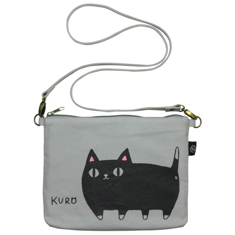 画像1: セラミック藍 にゃん屋 猫3兄弟 サコッシュバッグ kuro 23059 [ B08GLJ2C35 / 4543945230591 / 23059 ] (1)