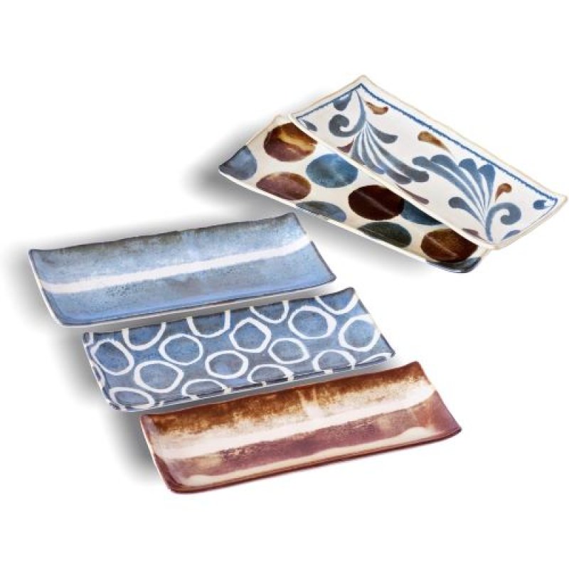 画像1: 〇アワサカ 井澤コーポレーション ギフトセット 長角皿揃 筆青 サイズ：約W13 D29.5 H9.5 AW01659 [ B07N6PBSTR / 4546088016596 / / ] (1)