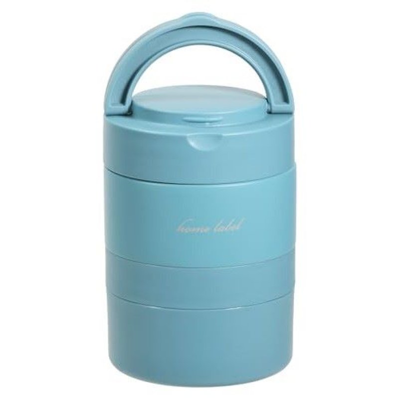画像1: パール金属 連結式ランチジャー 480ml ステンレス製 ホームレーベル ナイルブルー DC-6011 [ B0DDXKHK2B / 4549308860115 / DC-6011 ] (1)