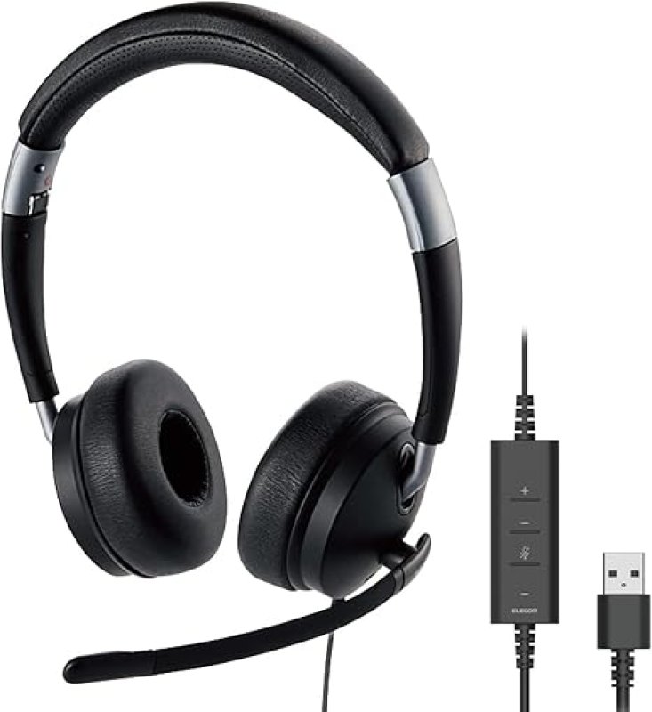 画像1: エレコム ヘッドセット 有線 USB接続 ブラック HS-HP101UNCBK [ B09N3M6H2Z / 4549550230506 / HS-HP101UNCBK ] (1)