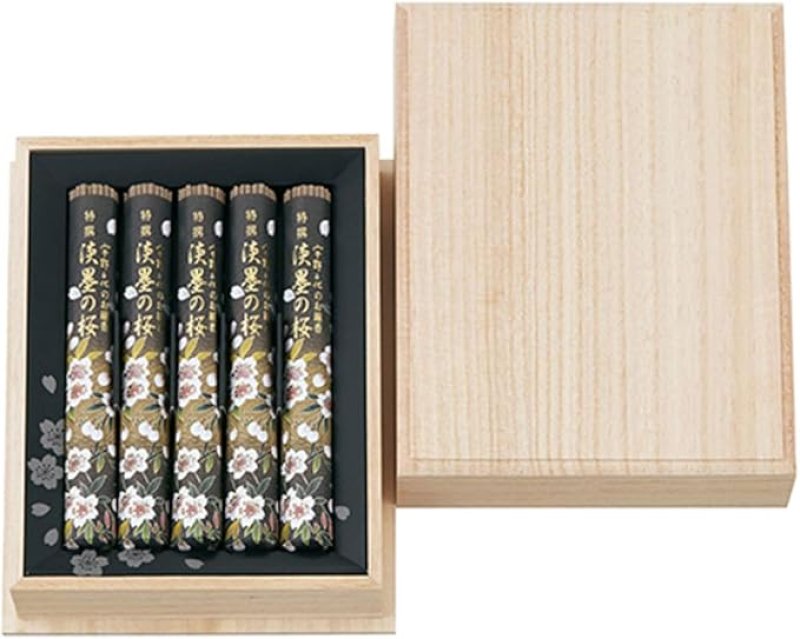 画像1: ☆日本香堂 宇野千代のお線香 桐箱 5把入 37118 特撰 淡墨の桜 0.115kg 線香 けむりの少ない 25分 [ B07F8WNFY3 / 4549972402901 / NO.1016 / ] (1)
