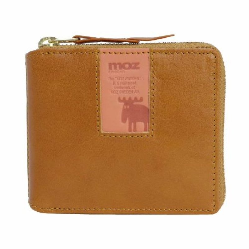 画像1: moz(モズ) 財布 二つ折り財布 レザー ラウンドファスナー square 86091 (キャメル) [ B09C876D9D / 4560226505797 / 86091 ] (1)