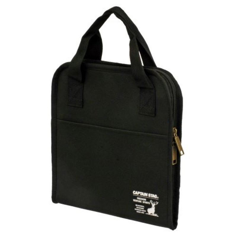 画像1: ◇キャプテンスタッグ(CAPTAIN STAG) アウトドア 鉄板 マルチグリドル ラウンドグリルバッグ 20cm用 収納バッグ クッション材入り ポケット付き ブラック UG-1587 [ B0DWMKPX4F / 4560464296396 / / 4560464296396 ] (1)