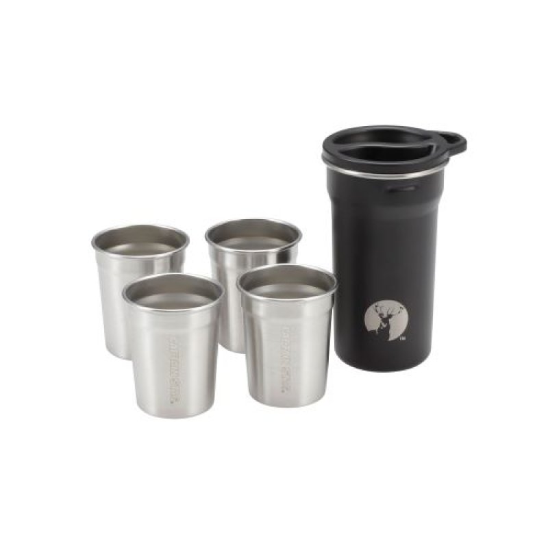 画像1: キャプテンスタッグ(CAPTAIN STAG) アウトドア コップ カップ タンブラー HDカップセット 4+1 内cup4個・外cup1個 容量80ml・240ml スタッキング ステンレス製 UE-3638 [ B0F2MNVVRG / 4560464296570 / UE-3638 ] (1)