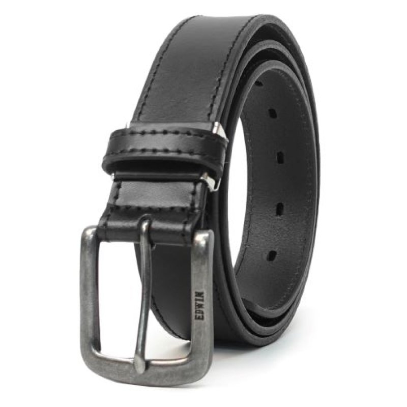 画像1: エドウイン ベルト 35mm 118cm シンプル 牛床革 レザー ステッチ ニッケルフリー 0111177 B0CQZF3BLK / 4580112086971 / 22269281 ] (1)