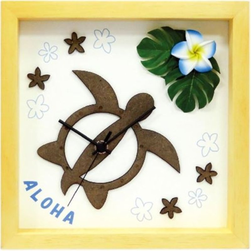 画像1: ◯K-ART.JAPAN 壁掛け時計 DECLOCK Hawaiian Honu ブルー/ナチュラル Flower DC-1809 [ B00KRXK19K / 4580233090888 / ] (1)