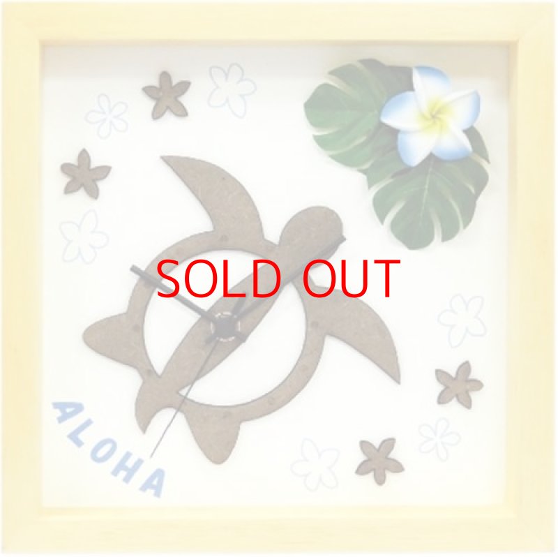 画像1: 〇K-ART.JAPAN 壁掛け時計 DECLOCK Hawaiian Honu ブルー/ナチュラル Flower DC-1809 [ B00KRXK19K / 4580233090888 / / ] (1)