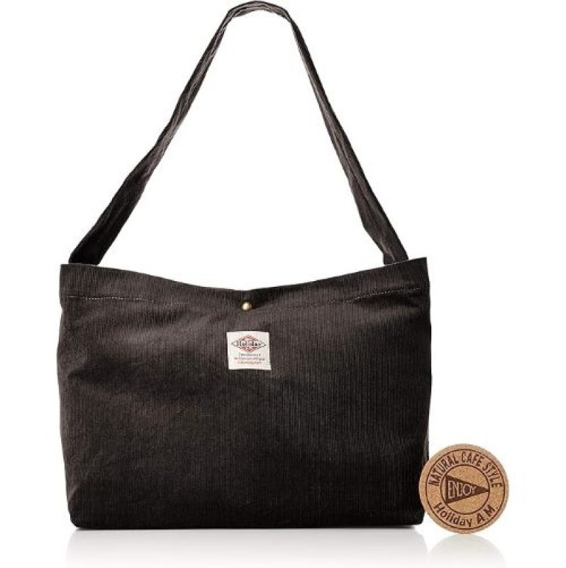 画像1: 〇ホリデーエーエム ショルダーバッグ コーデュロイ コースター付 大きいサイズ ブラック KB121 [ B07Z6DWH32 / 4580514509801 / / K棚 ] (1)