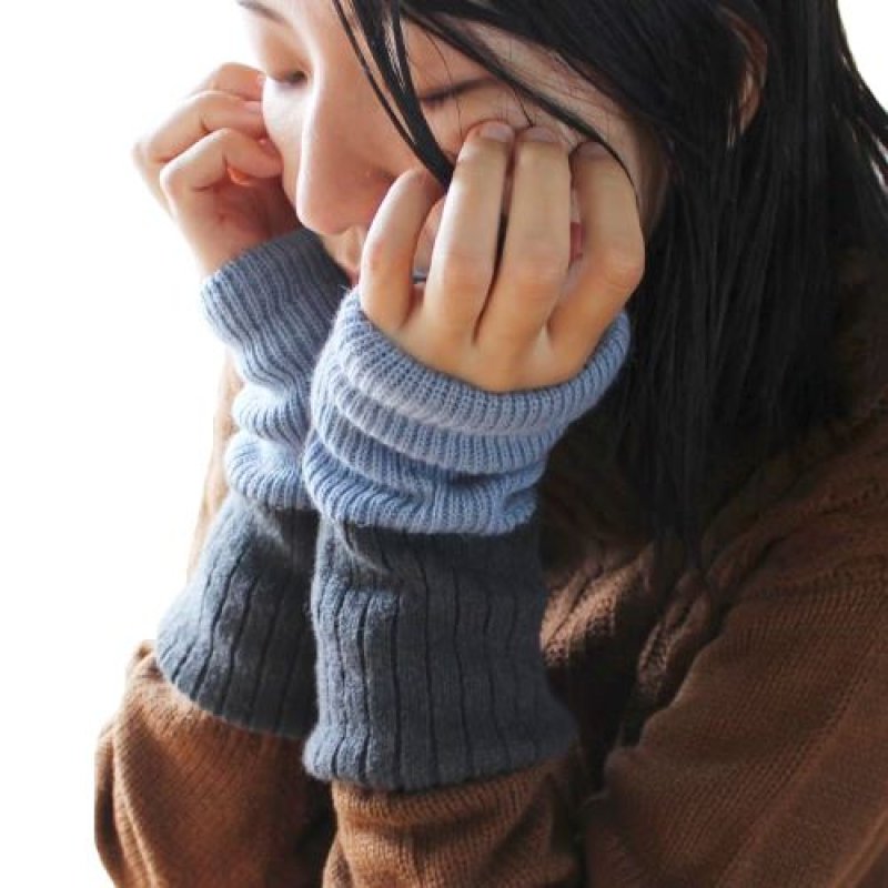 画像1: エムアンドエムソックス アームウォーマー シルク ブルー×ダークグレー HA03-10 [ B0BV6J6YDV / 4580652747561 / HA03 ] (1)