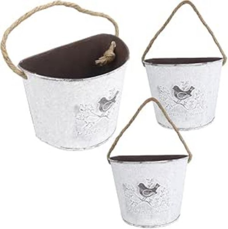 画像1: ★INLAVSITY スチールプランター ハンギングバスケット 半円形 嵩張らない 吊り下げ アンティーク 庭 出窓 室内 3個 [ B0CRTRLB6Y / 4580758551604 / I-01 / 105 ] (1)