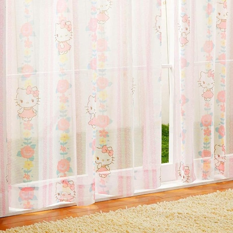 画像1: サンリオ(SANRIO) キティ レースカーテン2枚セット 幅100×176cm丈 SB-522-S [ B0897ZQGYM / 4582206829457 / 100220203902-01-01 ] (1)