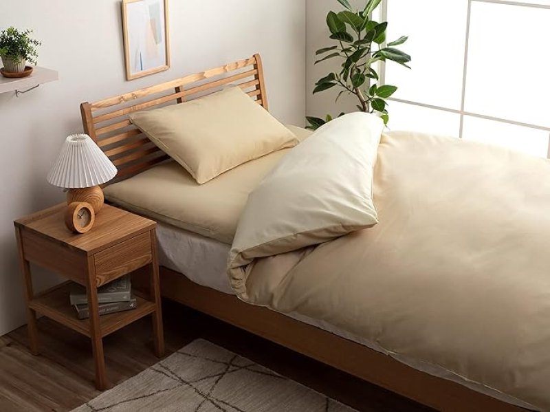 画像1: ◯イケヒコ 布団カバー 4点セット 無地 リバーシブル 『リバDカバー4点IT』 ミドルベージュ/ライトベージュ ダブルロング [ B00RUREWR8 / 4582322274360 / ] (1)