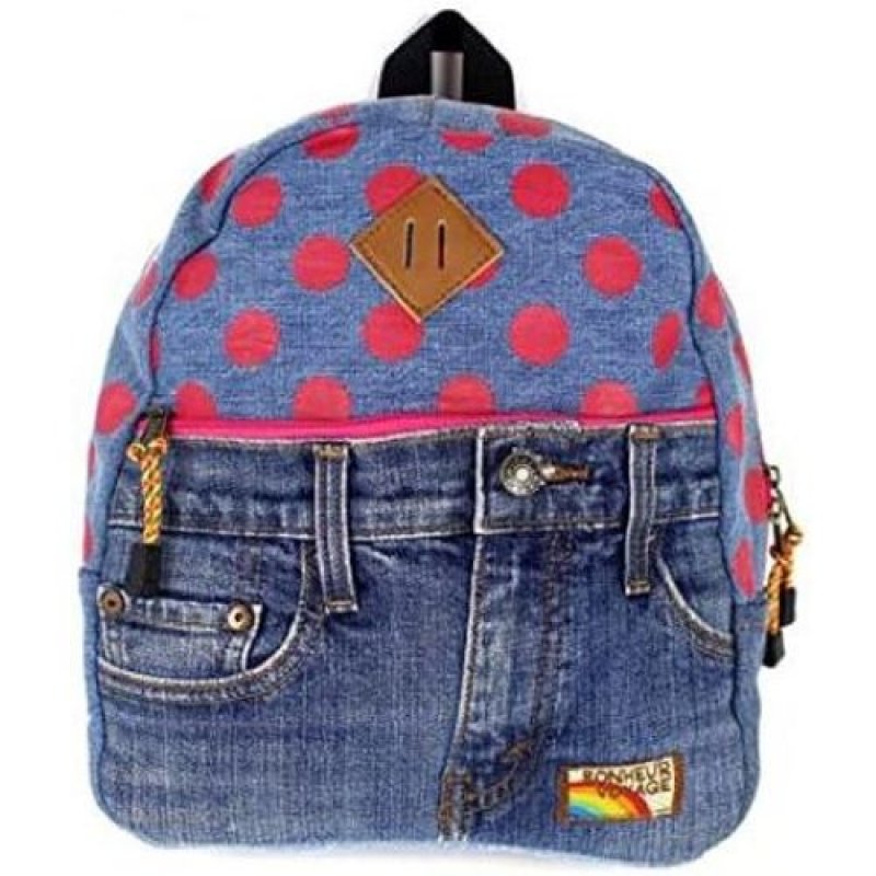 画像1: ◯モメンタムキッズ リュック キッズ ドットデニム ピンク [ B07FYPNL4S / 4589693916714 / ] (1)