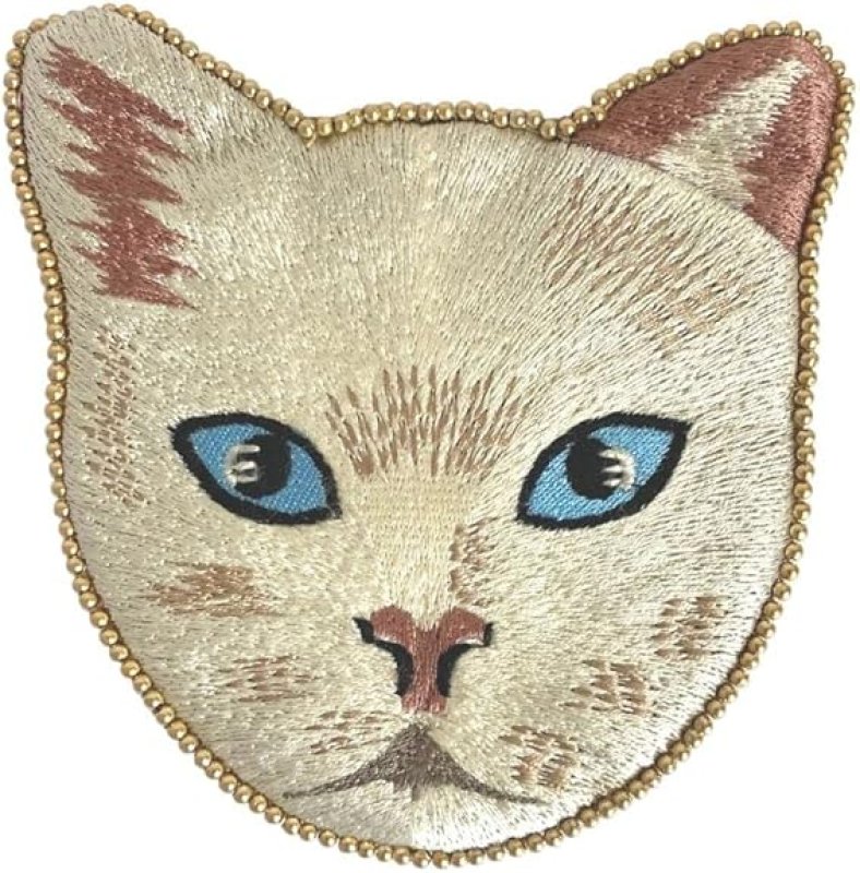 画像1: 東京かんかん コインパース 『 キャット刺繍ポーチ ：ホワイト 』 猫雑貨 ネコ かわいい ポーチ 小銭入れ 小物入れ ミニポーチ レディース ミニ財布 (ホワイト) [ B09XDV6MGR / 4589799174544 / M42-1914 ] (1)