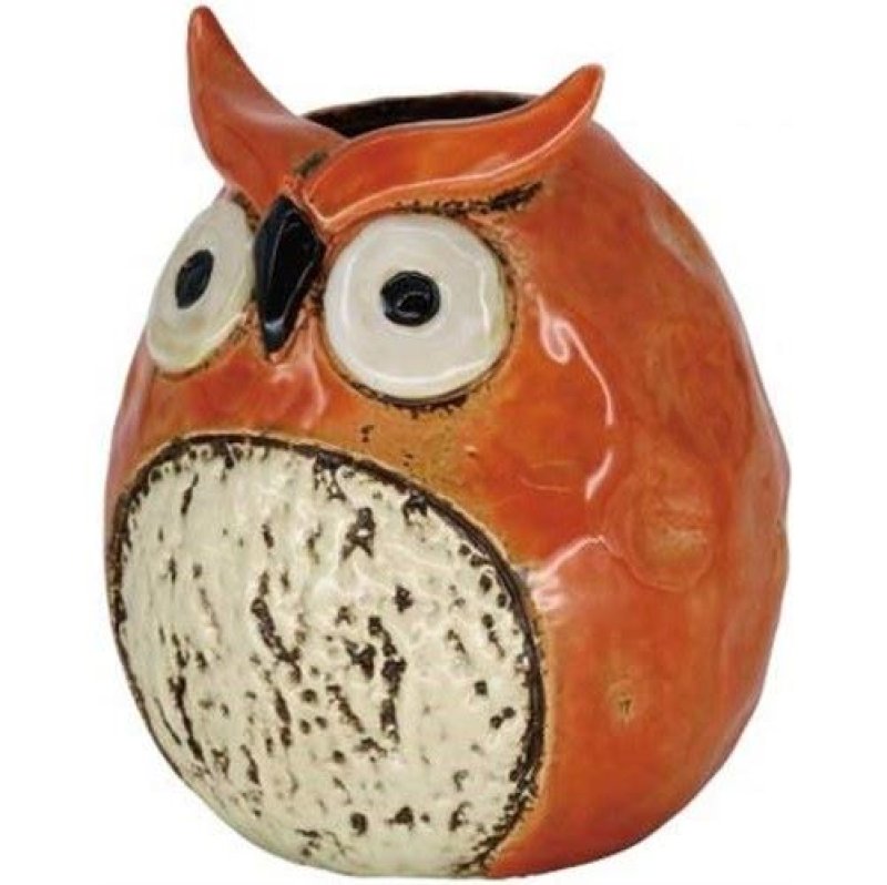 画像1: 〇東洋石創 flower po ふくろう オレンジ 13×16×13cm 29273 [ B07VHSKJDG / 4589912095732 / / ] (1)