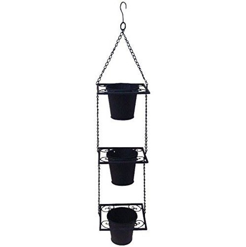 画像1: ◇かわ畑 3ポットハンギングプランター ブラック 1407IFH006 [ B017SK1W42 / 4589962411582 / / 1 ] (1)