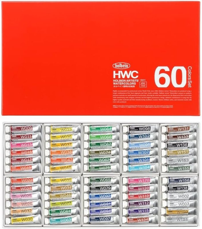 画像1: ホルベイン 透明水彩絵具 W411 5ml 60色セット 3411 [ B001GQ37T8 / 4900669034117 / 3411 ] (1)