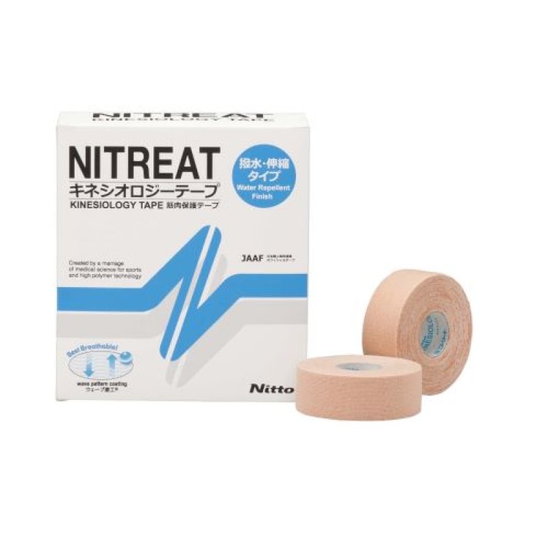 画像1: ニトムズ(Nitoms)ニトリート(NITREAT) キネシオロジ-テープ  ベージュ 幅25mm×長さ5m [12巻入] NKH-25 [ B0928H7RCY / 4904140519322 / NKH-25 ] (1)