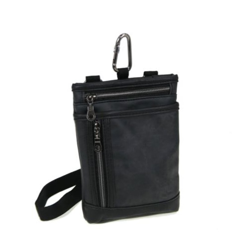 画像1: CUBIC CORE キュービックコア ショルダーバッグ ミニショルダーバッグ メンズ シザーバッグ シザーケース カラビナ付き 1852 ブラック [ B0D2N2X4NY / 4938470996478 / 1852 ] (1)