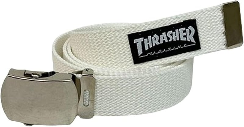 画像1: スラッシャーユニセックス ガチャベルト (マガジンロゴ) 　THR-003 / 32mm GI BELT 日常使い 06_WHT FR [ B0DKRSNHNB / 4941880145817 / THR-003 ] (1)
