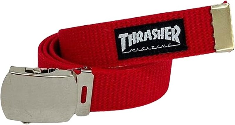 画像1: スラッシャーユニセックス ガチャベルト (マガジンロゴ) 　THR-003 / 32mm GI BELT 　日常使い 07_RED FR [ B0DKRRLGM4 / 4941880145824 / THR-003 ] (1)
