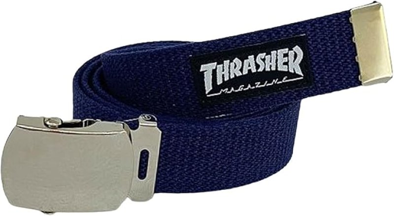 画像1: スラッシャーユニセックス ガチャベルト (マガジンロゴ) 　THR-003 / 32mm GI BELT 日常使い 08_NVY FR [ B0DKSHRZQ6 / 4941880145831 / THR-003 ] (1)