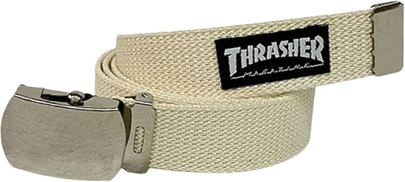 画像1: スラッシャーユニセックス ガチャベルト (マガジンロゴ) 　THR-003 / 32mm GI BELT 日常使い 16_O.WHT FR [ B0DKRTJFQD / 4941880145855 / THR-003 ] (1)