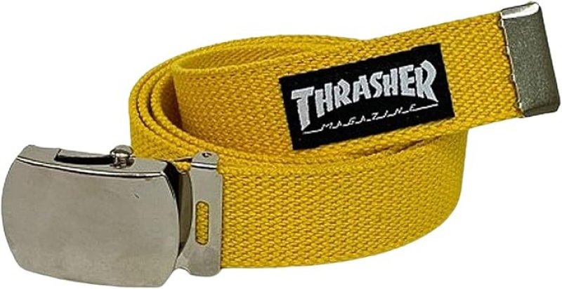 画像1: スラッシャーユニセックス ガチャベルト (マガジンロゴ) 　THR-003 / 32mm GI BELT 日常使い 17_YEL FR [ B0DKSKH3VL / 4941880145862 / THR-003 ] (1)