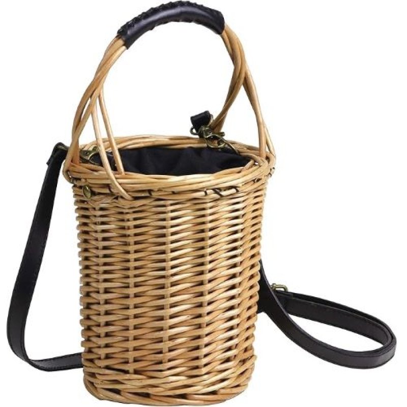 画像1: 〇エスジーワンダーゾーン (SG Wonder zone) 煮柳BAG ミニバスケット 314-002 バケット カジュアル ハンドバッグ かごバッグ ショルダー 布付き 巾着 ブラック 2WAY [ B08QRZPY9M / 4951169099007 / / ] (1)