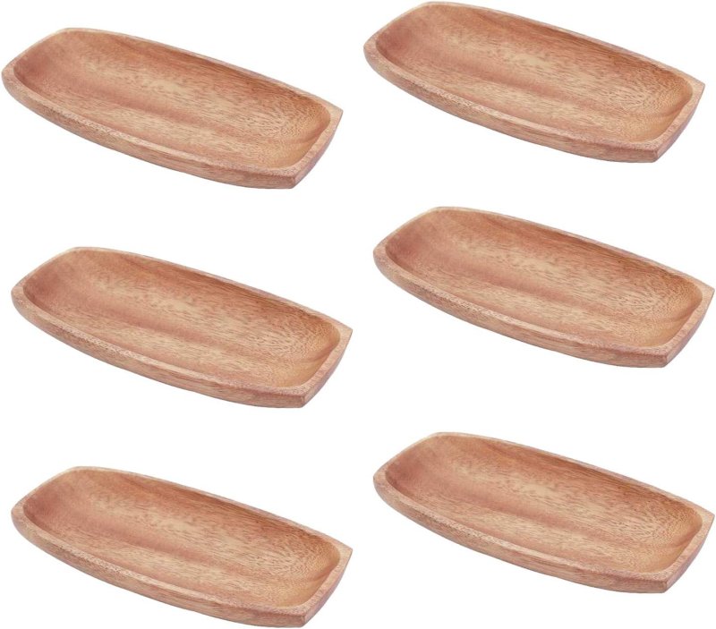 画像1: ◇不二貿易(Fujiboeki) 長皿 レクタングルトレー アカシア ブラウン 幅21×奥行10cm 6個セット 23884 [ B07QQY7ZP3 / 4953980271273 / / 4953980271273 ] (1)