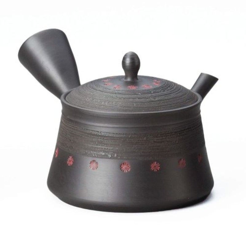 画像1: ◇ヤマキイカイ(Yamakiikai) 玉光黒切立松皮印花 急須 M234 [ B00I2FKXVG / 4964565070907 / / 3 ] (1)