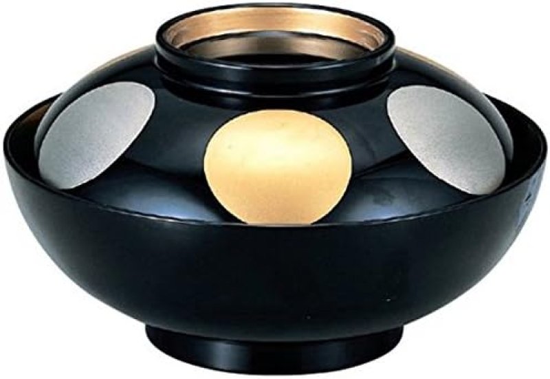 画像1: ◯福井クラフト 椀 : 3-245-8 黒日月高台内金内黒 4.5寸 仙才煮物椀 φ13.5xH7.5ｃｍ 380ｃｃ 165ｇ [ B06XDBHQ3W / 4965217993896 / ] (1)