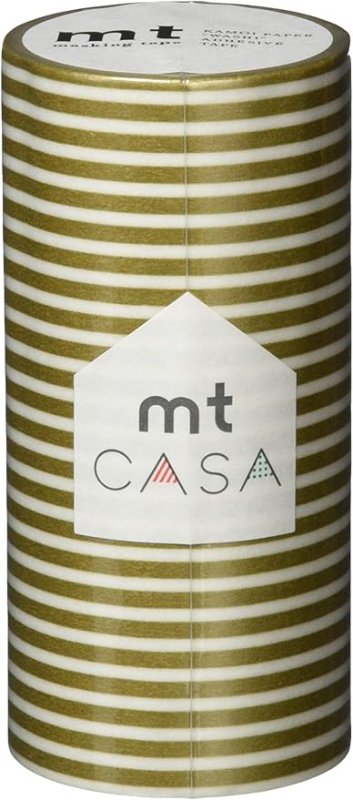 画像1: ◯カモ井加工紙 mt CASA マスキングテープ 100mm ボーダー・金 MTCA1111 [ B07JG26WBS / 4971910221891 / ] (1)