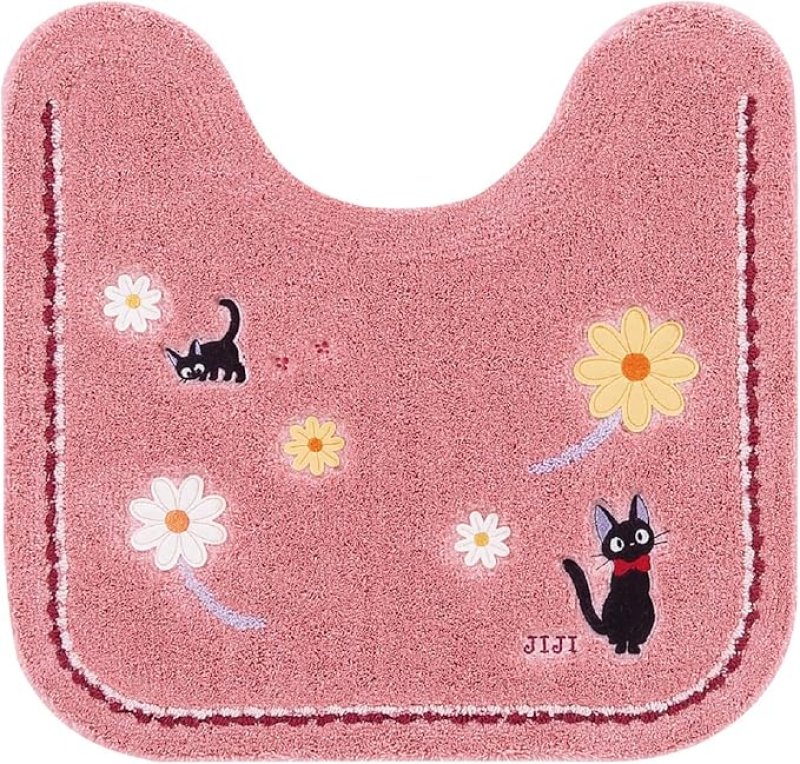 画像1: SenkoDesignStudio(S.D.S ) センコー 魔女の宅急便 花さんぽ トイレマット 約58×60cm ピンク キャラクター ジジ 猫 ジブリ 12765 [ B09R9HFRY2 / 4973422127654 / 12765 ] (1)